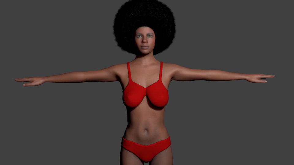 Afro Hairstyled Female in Red Bikini preview image 1